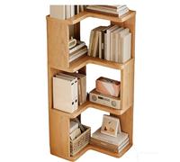 Estantería esquinera de madera maciza de varios niveles, estante de almacenamiento que ahorra espacio para sala de estar, dormitorio, oficina, perfecto para organizar juguetes y libros de cuentos