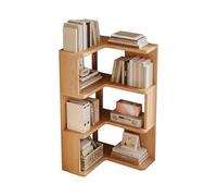 Estantería esquinera de madera moderna | Elegante estantería de pared que ahorra espacio | Color de madera original para sala de estar/dormitorio | 15.7 x 15.7 x 38.6 pulgadas