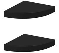 Estantería esquinera de pared, 2 unidades, color negro, 25 x 25 x 3,8 cm | MDF panal de abeja, montaje invisible, color negro intenso, carga de 5 kg