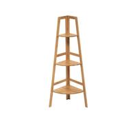 THINIA HOME - Estantería Esquinera de Bambú Natural con 3 Niveles de Almacenaje, Mueble Auxiliar para Baño, Cocina o Salón, Estilo Nórdico, 31.9x31.9x103 cm