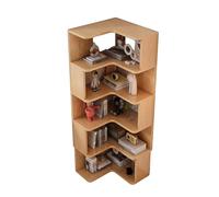 Estantería esquinera en forma de L, estantería ajustable de 2 a 7 niveles para sala de estar, cocina y oficina, elegante almacenamiento de esquina alta con deflectores (color 1, 5 niveles)