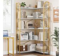 Estantería Esquinera Industrial Moderna En Forma De l: Estantería Alta De 5/7 Niveles Con Diseño De Cuentas: Ahorra Espacio Para Exhibir y Almacenar En La Sala De Estar, El Dormitorio o La Oficina En