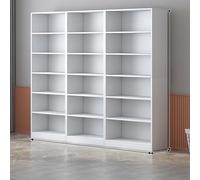 Estantería esquinera para libros con panel trasero, estantería de pie para espacios pequeños, estante alto, ideal para exhibición y almacenamiento, diseño blanco moderno (A200)