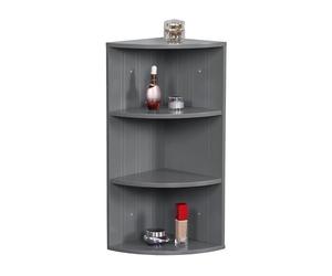 Estantería esquinera Relaxdays, 3 estantes, para baño, Colgar o de pie, Ahorra Espacio, HBT: 62 x 35 x 25 cm, MDF, Gris