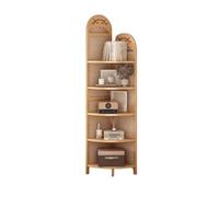 Estantería esquinera Retro de 5 Niveles con Estructura Robusta de ratán, Ideal para Espacios pequeños, Ideal para Sala de Estar y decoración del hogar, Acabado Natural.