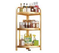 Estantería Esquinera Soporte De Estante Esquinero De Metal Dorado Con Revestimiento De PVC, Estante Organizador De Esquina Plegable Para Ahorro De Espacio Para Cocina Baño Lavadero ( Color : Gold , Si