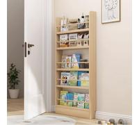 Estantería Estrecha detrás de la Puerta Estante para Libros de Montaje en Pared Organizador Estantería de Madera,Estante de Montaje en Pared con Ganchos, Libros organizadores,Ahorro de Espacio