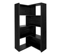 Estantería expandible 3-en-1, librería de madera con ancho ajustable, 4 niveles de almacenamiento, convertible en estantería de esquina o recta, exhibidor moderno y ahorra Black 47.2" × 11.8" × 63.0"