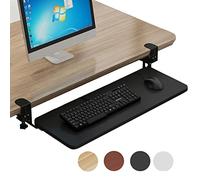 Estantería extraíble bajo escritorio de 750x250 mm con instalación mediante abrazadera/sin taladrar(Walnut,520*250 mm(21*10 Inch))
