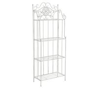 Estantería Flora de Hierro Plegable Decorativa | 4 Estantes Multiusos | Color: Blanco Envejecido