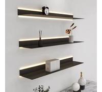 Estantería Flotante iluminada Negra - Estantería metálica Resistente para Libros, Ideal para Sala de Estar. Juego de estantería Colgante de Pared de 120 cm (47 Pulgadas).