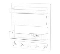 Estantería flotante para mesilla de noche, se pega en la rejilla de pared, robusta de exhibición | Estantería para organizador de pared elegante con ganchos y clips para cables, ideal para salón