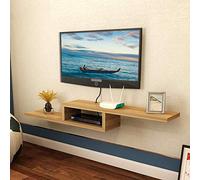 Estantería flotante para TV, consola de TV de madera, estantes de pared asimétricos para colgar, estantes de almacenamiento para caja de cable, caja superior, nogal, 120 x 20 x 20 cm