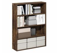Estantería Furinno PASIR de 4 Niveles con Estante Abierto, 24 x 80 x 105 cm, para Oficina en casa y Sala de Estar, Color Pino ámbar