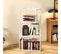 Estantería Geométrica de 3-5 Niveles, Libreria De Exposición Moderna, Estantería Alta y Estrecha, Librería Vertical Almacenaje para Sala Estar, Dormitorio, Oficina En Casa-White||50x25x112cm