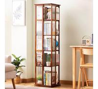 Estantería Giratoria 360, Vitrina Giratoria con Puerta de Gabinete de Acrílico, Estante de Almacenamiento con Estantería de Diseño Abierto, para Sala de Estar, Sala de Estudio, Oficina