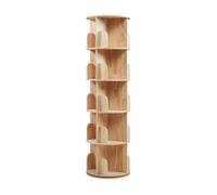 [en.casa] Estantería Giratoria Chasek de 5 Niveles de 20 Compartimentos Abiertos Librería Mueble e Salón Estilo Moderno Estantería de Pie Multiusos Versátil Pino 157x44 cm - Natural