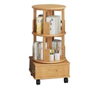 Estantería Giratoria Con Ruedas, Organizador Con Rotación De 360°, Estante Esquinero Con Cajones, Ideal Para Dormitorios Y Salas De Estar(Natural)