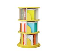 Estantería giratoria de 3 Niveles, Estante for Almacenamiento de Libros/CD/revistas, estantería de Madera Moderna, Adecuada for Estudio en casa o Sala de Estar(Color-1)