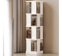 Estantería giratoria de 360° de 4 niveles, estantería esquinera moderna de 2/3 niveles con puertas, estantería de pie de plástico, elegante nizer para el hogar (55.9 pulgadas)