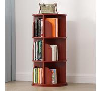Estantería giratoria de 360°, estante de almacenamiento esquinero de 6 niveles, madera marrón rústica, estantería elegante para el hogar y la oficina, solución ideal para bibliotecas