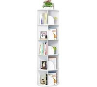 Estantería giratoria de 360°, estantería redonda blanca y mesa auxiliar, 40 x 159 cm, perfecta para estimular el interés de la lectura y relajar tu espacio