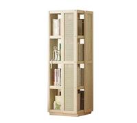 Estantería giratoria de 360° para almacenamiento de CD de esquina pequeña de 4/5 niveles para dormitorio, sala de estar, oficina, biblioteca, diseño de ahorro de espacio (blanco, 35 x 35 x 124 cm)