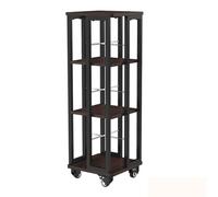 Estantería giratoria de 360° para niños, estantería giratoria de metal con 3-4 niveles y ruedas de freno para dormitorios, salas de estar, estudio y oficina, color negro, diseño que ahorra espacio