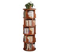 Estantería giratoria de 360°, torre de libros de esquina giratoria de varios niveles, estantería giratoria estrecha y alta, estante de almacenamiento de madera con pantalla para oficina en casa