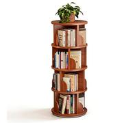 Estantería giratoria de 360°, torre de libros de esquina giratoria de varios niveles, estantería giratoria estrecha y alta, estante de almacenamiento de madera con pantalla para oficina en casa