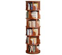 Estantería giratoria de 360°, torre de libros de esquina giratoria de varios niveles, estantería giratoria estrecha y alta, estante de almacenamiento de madera con pantalla para oficina en casa