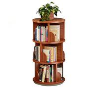 Estantería giratoria de 360°, torre de libros de esquina giratoria de varios niveles, estantería giratoria estrecha y alta, estante de almacenamiento de madera con pantalla para oficina en casa
