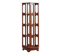 Estantería giratoria de 4 niveles, 100% madera, organizador giratorio de 360 grados, con capacidad para hasta 300 DVD o libros, diseño giratorio (color: nogal)
