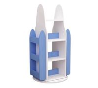 Estantería giratoria de 4 niveles, elegante estante de almacenamiento de esquina de madera, multifuncional, estante de exhibición de libros que ahorra espacio para decoración del hogar y la oficina