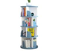 Estantería giratoria de 5 niveles con función giratoria, estante redondo para libros para sala de estar o dormitorio, color azul, 4 niveles