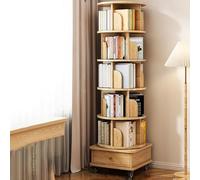 Estantería giratoria de 5 niveles, estantería de madera de 360° con cajones para dormitorio, sala de estar, oficina en casa, sala de estudio