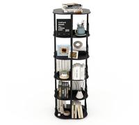 Estantería giratoria de 5 niveles, torre giratoria apilable de 360 °, ahorro de espacio estrecho, estantería giratoria de pie para dormitorio, sala de estar (negro, redondo de 5 niveles)