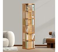 Estantería giratoria de bambú de 360° de 5/6 niveles, estante de exhibición de madera maciza que ahorra espacio, elegante biblioteca giratoria para espacios pequeños, diseño original