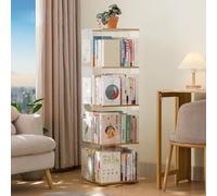 Estantería giratoria de bambú de 360° para dormitorio y sala de estar, estantería giratoria de 3/4/5 niveles, estante organizador de ahorro de espacio para libros y decoración