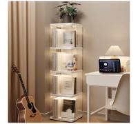 Estantería giratoria de esquina pequeña para espacios pequeños, pantalla de 360 grados, 2/3/4/5 niveles, estantería de pie de plástico, estante estrecho para libros para sala de estar, cuadrado de 4
