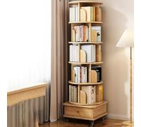 Estantería giratoria de madera de 5 niveles con cajones, rotación de 360° para dormitorio, sala de estar, oficina en casa, sala de estudio