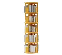 Estantería giratoria de madera maciza, estante duradero de 3/4/5 niveles, almacenamiento estable para sala de estar, base ancha para oficina, dormitorio, aula, biblioteca, color amarillo, 161 x 45 cm