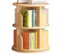 Estantería Giratoria De Rincón De Lectura. Soporte De Exhibición De Adornos Estante De Almacenamiento De Libros Ilustrados De 2/3/4/5 Capas Pequeña Estantería Madera Hogar. (Color : Wood, S : 2 Laye
