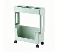 Estantería Giratoria de Varios Niveles, Carro Rodante,Verde,2 Tier | Gran capacidad, con estantes de plástico removibles y ruedas con cerradura, para sala de estar, dormitorio, oficina, escuela
