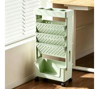 Estantería Giratoria de Varios Niveles, Carro Rodante,Verde,5 Tier | Gran capacidad, con estantes de plástico removibles y ruedas con cerradura, para sala de estar, dormitorio, oficina, escuela