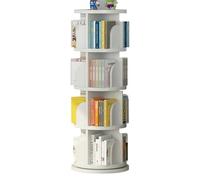Estantería Giratoria, Estantería De Esquina Pequeña para Espacios Pequeños, Estante De Almacenamiento De Estantería De Piso De 4 Niveles con Pantalla 360 para Dormitorio, Sala De Estar, Blanco (Color