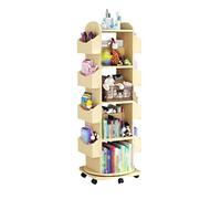 Estantería giratoria, estantería de exhibición Independiente, estantería giratoria Redonda de 360 Grados, con Ruedas, Altura del Piso Ajustable de 24 a 36 cm, para Espacios pequeño
