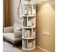 Estantería giratoria - Estantería redonda de 2 niveles con sujetalibros, estante de almacenamiento de pie que ahorra espacio para dormitorio, sala de estar, espacios pequeños