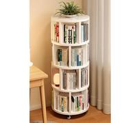 Estantería Giratoria Librería De Madera Estantería De Pie Librería Estanteria Esquinera De Pie De Madera Organizador Multifuncional,Estanterías para Salon Estudio Y Dormitorio(White,4 Tier)