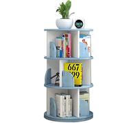 Estantería giratoria moderna azul y blanca para niños y estudiantes, estantería de desmontaje estable y duradera para sala de estar